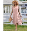 Zeagoo Womens Casual Dress for Summer Short Sleeve Loose Flowy Beach Dress with Pockets Hankerchief Flare Midi Sundress 2026(Pink Dot)