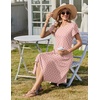 Zeagoo Womens Casual Dress for Summer Short Sleeve Loose Flowy Beach Dress with Pockets Hankerchief Flare Midi Sundress 2026(Pink Dot)