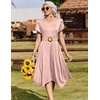Zeagoo Womens Casual Dress for Summer Short Sleeve Loose Flowy Beach Dress with Pockets Hankerchief Flare Midi Sundress 2026(Pink Dot)