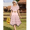 Zeagoo Womens Casual Dress for Summer Short Sleeve Loose Flowy Beach Dress with Pockets Hankerchief Flare Midi Sundress 2026(Pink Sf292)
