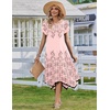 Zeagoo Womens Casual Dress for Summer Short Sleeve Loose Flowy Beach Dress with Pockets Hankerchief Flare Midi Sundress 2026(Pink Sf292)