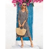 Zeagoo Women’s Dresses 3/4 Sleeve Summer Casual V-Neck A Line Flowy Eyelet Midi Dress for Women Beach Vacation Sundress(Brown Floral)
