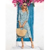 Zeagoo Women’s Dresses 3/4 Sleeve Summer Casual V-Neck A Line Flowy Eyelet Midi Dress for Women Beach Vacation Sundress(Green Floral)