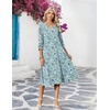 Zeagoo Women’s Dresses 3/4 Sleeve Summer Casual V-Neck A Line Flowy Eyelet Midi Dress for Women Beach Vacation Sundress(Green Floral)