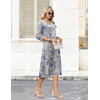 Zeagoo Women’s Dresses 3/4 Sleeve Summer Casual V-Neck A Line Flowy Eyelet Midi Dress for Women Beach Vacation Sundress(Paisley)