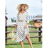 Zeagoo Women’s Dresses 3/4 Sleeve Summer Casual V-Neck A Line Flowy Eyelet Midi Dress for Women Beach Vacation Sundress(White Polka Dot)
