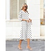Zeagoo Women’s Dresses 3/4 Sleeve Summer Casual V-Neck A Line Flowy Eyelet Midi Dress for Women Beach Vacation Sundress(White Polka Dot)