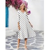 Zeagoo Women’s Dresses 3/4 Sleeve Summer Casual V-Neck A Line Flowy Eyelet Midi Dress for Women Beach Vacation Sundress(White Polka Dot)