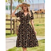 Zeagoo Womens Summer Casual Dresses Short Sleeve Midi Warp V-Neck Floral Dress with Pockets Tiered Flowy A Line Sundress(Black Orange Floral)