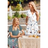 Zeagoo Womens Summer Casual Dresses Short Sleeve Midi Warp V-Neck Floral Dress with Pockets Tiered Flowy A Line Sundress(Green Floral)