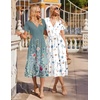 Zeagoo Womens Summer Casual Dresses Short Sleeve Midi Warp V-Neck Floral Dress with Pockets Tiered Flowy A Line Sundress(Green Floral)