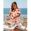 Zeagoo Womens Summer Casual Dresses Short Sleeve Midi Warp V-Neck Floral Dress with Pockets Tiered Flowy A Line Sundress(Pink Floral)
