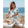 Zeagoo Womens Summer Casual Dresses Short Sleeve Midi Warp V-Neck Floral Dress with Pockets Tiered Flowy A Line Sundress(White Green Leaf)