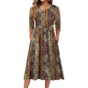 Zeagoo 3/4 Sleeve Women’s Dress Casual Flowy A-Line Midi Tshirt Dresses with Pockets Crewneck Vocation Boho Beach Sundress(Ethnic Boho Print)