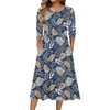 Zeagoo 3/4 Sleeve Women’s Dress Casual Flowy A-Line Midi Tshirt Dresses with Pockets Crewneck Vocation Boho Beach Sundress(Leaf Print)