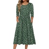 Zeagoo 3/4 Sleeve Women’s Dress Casual Flowy A-Line Midi Tshirt Dresses with Pockets Crewneck Vocation Boho Beach Sundress(Xh527)