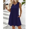 Zeagoo Summer Dresses for Women 2026 Sleeveless Casual Floral Tshirt Sundress with Pockets Loose Tank Beach Dress(Navy Blue)