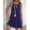Zeagoo Summer Dresses for Women 2026 Sleeveless Casual Floral Tshirt Sundress with Pockets Loose Tank Beach Dress(Navy Blue)