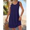 Zeagoo Summer Dresses for Women 2026 Sleeveless Casual Floral Tshirt Sundress with Pockets Loose Tank Beach Dress(Navy Blue)