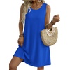 Zeagoo Summer Dresses for Women 2026 Sleeveless Casual Floral Tshirt Sundress with Pockets Loose Tank Beach Dress(Sky Blue)