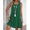 Zeagoo Summer Dresses for Women 2026 Sleeveless Casual Floral Tshirt Sundress with Pockets Loose Tank Beach Dress(Solid Green)