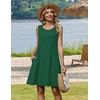 Zeagoo Summer Dresses for Women 2026 Sleeveless Casual Floral Tshirt Sundress with Pockets Loose Tank Beach Dress(Solid Green)