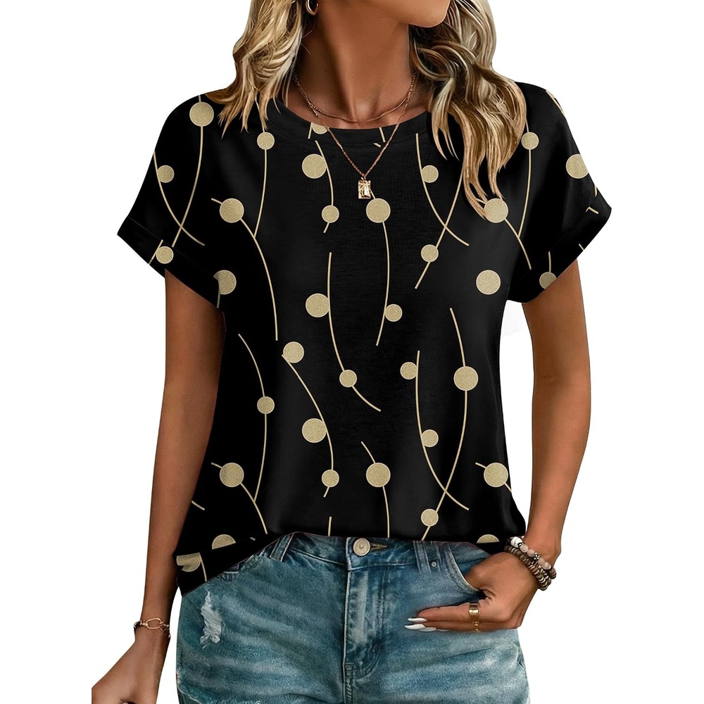 image:imageZeagoo Womens Tops Short Sleeve Cute Summer Blouses Crew Neck Dressy Casual T Shirts Work Clothes S2XLJh601black