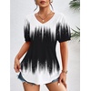 Zeagoo Women’s Puff Short Sleeve Boho Shirts Casual V Neck Floral Solid Summer Blouse Pleated Tunic Top(Black White Jb204)