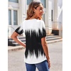 Zeagoo Women’s Puff Short Sleeve Boho Shirts Casual V Neck Floral Solid Summer Blouse Pleated Tunic Top(Black White Jb204)