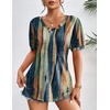 Zeagoo Women’s Puff Short Sleeve Boho Shirts Casual V Neck Floral Solid Summer Blouse Pleated Tunic Top(Multicolor 289)