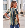 Zeagoo Women’s Puff Short Sleeve Boho Shirts Casual V Neck Floral Solid Summer Blouse Pleated Tunic Top(Multicolor 289)