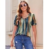 Zeagoo Women’s Puff Short Sleeve Boho Shirts Casual V Neck Floral Solid Summer Blouse Pleated Tunic Top(Multicolor 289)