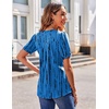 Zeagoo Women’s Puff Short Sleeve Boho Shirts Casual V Neck Floral Solid Summer Blouse Pleated Tunic Top(Zr459)
