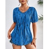 Zeagoo Women’s Puff Short Sleeve Boho Shirts Casual V Neck Floral Solid Summer Blouse Pleated Tunic Top(Zr459)