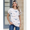 Zeagoo Womens Tops Short Sleeve Cute Summer Blouses Crew Neck Dressy Casual T Shirts Work Clothes S-2XL(Bf290-white Flower)