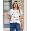 Zeagoo Womens Tops Short Sleeve Cute Summer Blouses Crew Neck Dressy Casual T Shirts Work Clothes S-2XL(Bf290-white Flower)