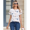 Zeagoo Womens Tops Short Sleeve Cute Summer Blouses Crew Neck Dressy Casual T Shirts Work Clothes S-2XL(Bf290-white Flower)