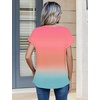 Zeagoo Womens Tops Short Sleeve Cute Summer Blouses Crew Neck Dressy Casual T Shirts Work Clothes S-2XL(Jb218-gradient Color)