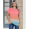 Zeagoo Womens Tops Short Sleeve Cute Summer Blouses Crew Neck Dressy Casual T Shirts Work Clothes S-2XL(Jb218-gradient Color)