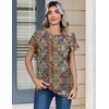 Zeagoo Womens Tops Short Sleeve Cute Summer Blouses Crew Neck Dressy Casual T Shirts Work Clothes S-2XL(Mz721-multicolored)