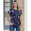 Zeagoo Womens Tops Short Sleeve Cute Summer Blouses Crew Neck Dressy Casual T Shirts Work Clothes S-2XL(Sf180-navy)
