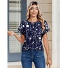Zeagoo Womens Tops Short Sleeve Cute Summer Blouses Crew Neck Dressy Casual T Shirts Work Clothes S-2XL(Sf180-navy)