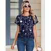 Zeagoo Womens Tops Short Sleeve Cute Summer Blouses Crew Neck Dressy Casual T Shirts Work Clothes S-2XL(Sf180-navy)