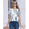 Zeagoo Womens Tops Short Sleeve Cute Summer Blouses Crew Neck Dressy Casual T Shirts Work Clothes S-2XL(Zr229- White Blue)