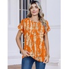 Zeagoo Womens Tops Short Sleeve Cute Summer Blouses Crew Neck Dressy Casual T Shirts Work Clothes S-2XL(Zr466- Orange)