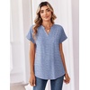 Zeagoo Womens Tops Short Sleeve Summer V Neck Shirts Work Blouses Business Outfits Fashion Clothing(Striped 273)