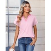 Zeagoo Womens Tops Short Sleeve Summer V Neck Shirts Work Blouses Business Outfits Fashion Clothing(Striped 300)