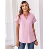 Zeagoo Womens Tops Short Sleeve Summer V Neck Shirts Work Blouses Business Outfits Fashion Clothing(Striped 300)