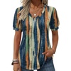 Zeagoo Women’s Puff Short Sleeve Boho Shirts Casual V Neck Floral Solid Summer Blouse Pleated Tunic Top(Multicolor 289)