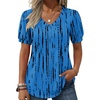 Zeagoo Women’s Puff Short Sleeve Boho Shirts Casual V Neck Floral Solid Summer Blouse Pleated Tunic Top(Zr459)